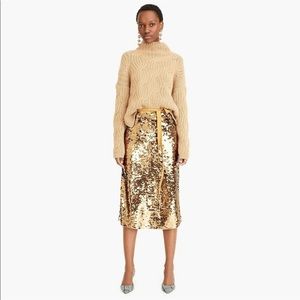 NEW J Crew Sequin Skirt 2 Bronze Gold Midi